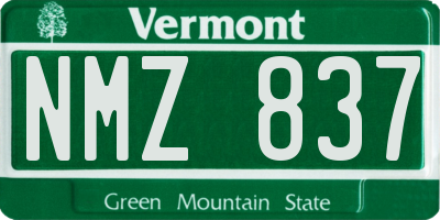 VT license plate NMZ837