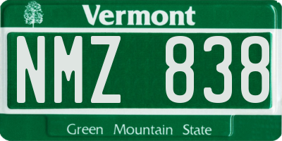 VT license plate NMZ838
