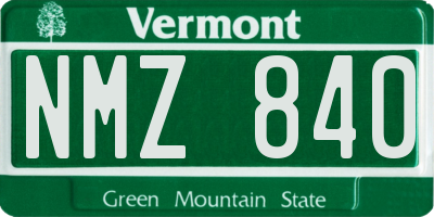 VT license plate NMZ840