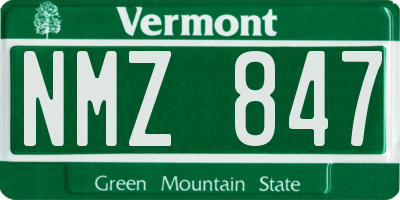 VT license plate NMZ847