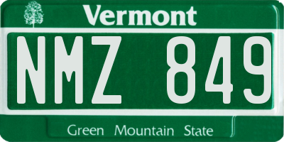VT license plate NMZ849