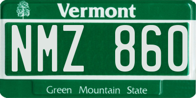 VT license plate NMZ860