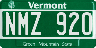VT license plate NMZ920