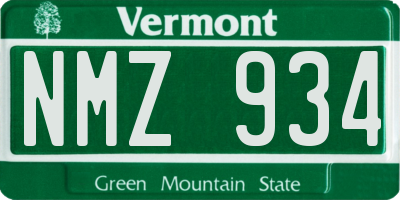 VT license plate NMZ934