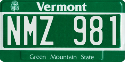 VT license plate NMZ981