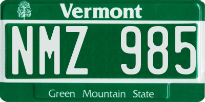 VT license plate NMZ985