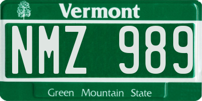 VT license plate NMZ989