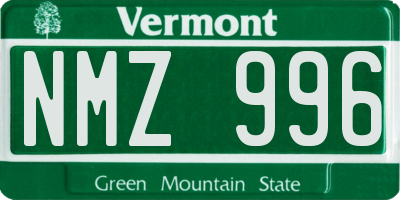 VT license plate NMZ996