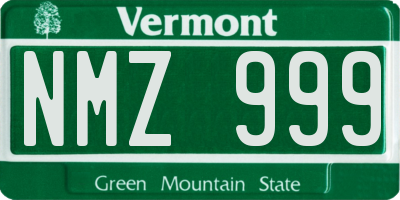 VT license plate NMZ999