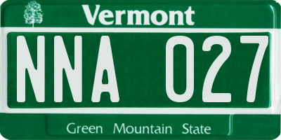 VT license plate NNA027