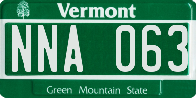 VT license plate NNA063