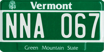 VT license plate NNA067
