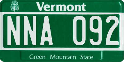 VT license plate NNA092