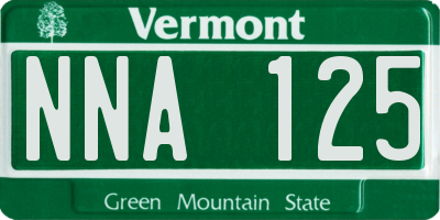 VT license plate NNA125