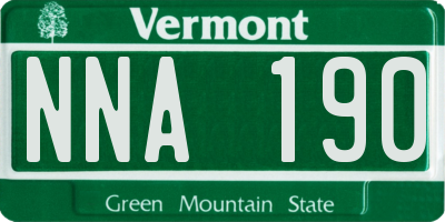 VT license plate NNA190