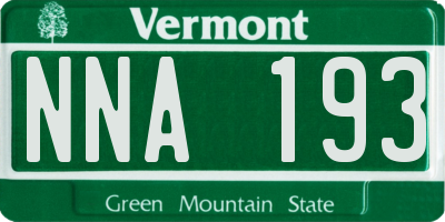 VT license plate NNA193