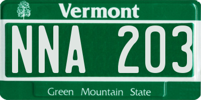 VT license plate NNA203