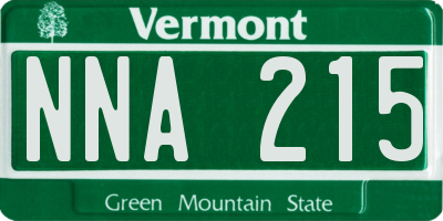 VT license plate NNA215