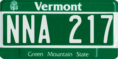 VT license plate NNA217