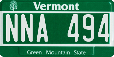 VT license plate NNA494