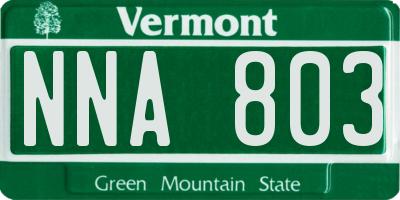 VT license plate NNA803