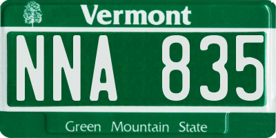 VT license plate NNA835