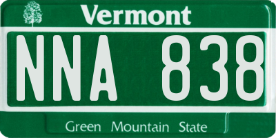 VT license plate NNA838