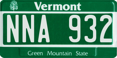 VT license plate NNA932
