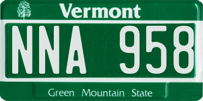 VT license plate NNA958