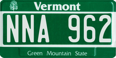 VT license plate NNA962