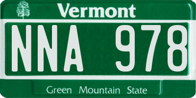 VT license plate NNA978