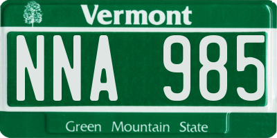 VT license plate NNA985