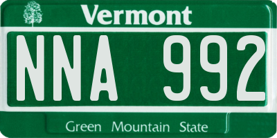 VT license plate NNA992