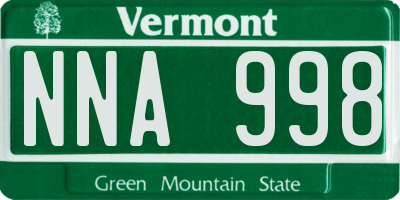 VT license plate NNA998