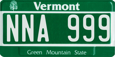 VT license plate NNA999