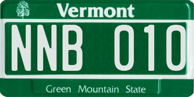 VT license plate NNB010