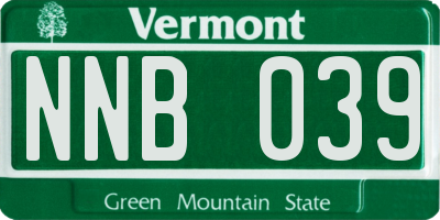 VT license plate NNB039