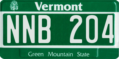 VT license plate NNB204
