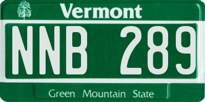 VT license plate NNB289