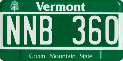 VT license plate NNB360