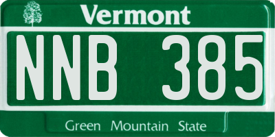 VT license plate NNB385