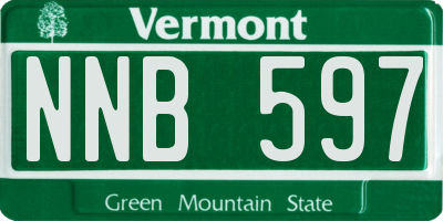 VT license plate NNB597