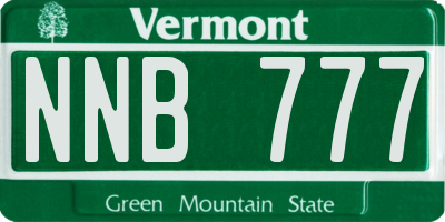 VT license plate NNB777