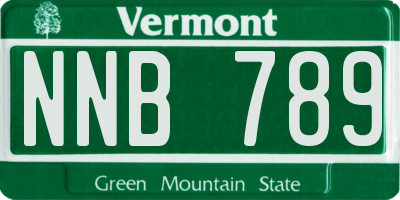VT license plate NNB789
