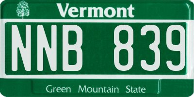 VT license plate NNB839