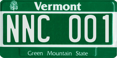 VT license plate NNC001