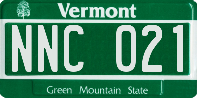VT license plate NNC021