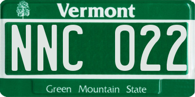 VT license plate NNC022
