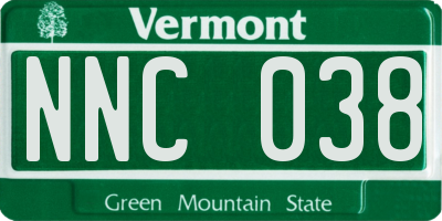 VT license plate NNC038