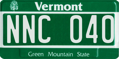 VT license plate NNC040